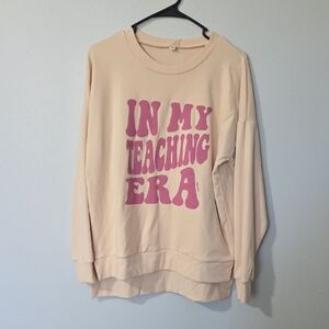 Women's Cream Sweater with Pink Graphic